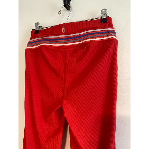 NWT Free People FP Movement Hard To Forget Red Ribbed Flare Leg SIZE MEDIUM - Picture 6 of 7